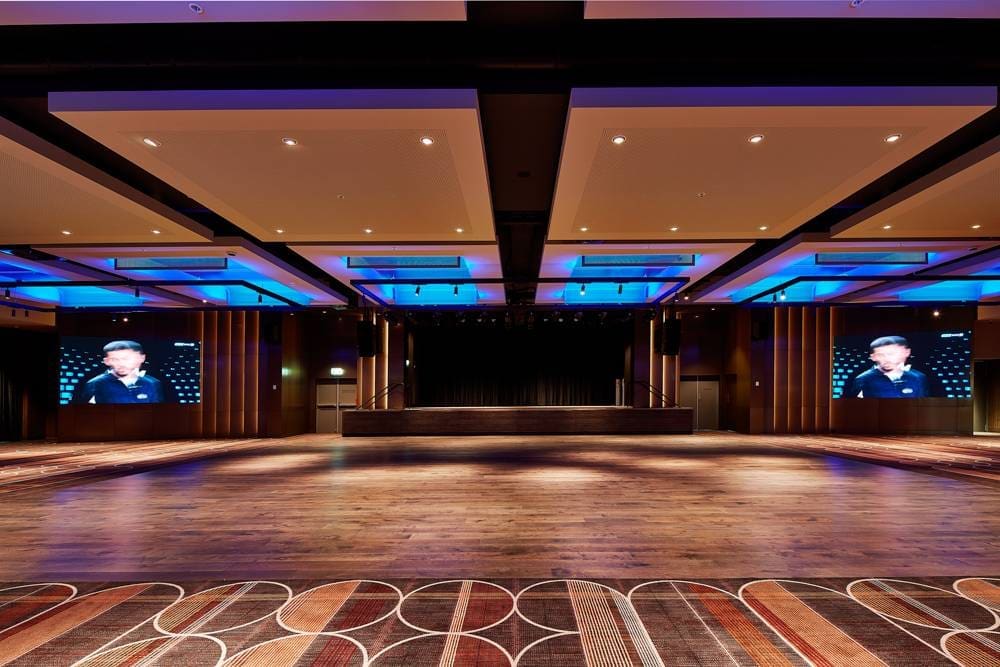 Wide angle shot of the new Showroom facing the stage from direct angle