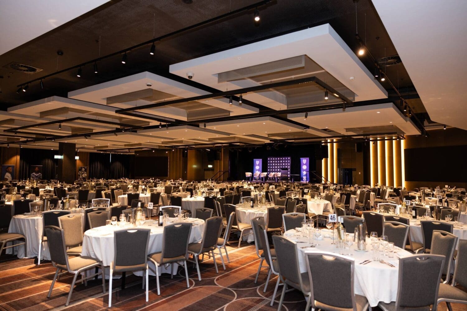 the showroom, banquet setting, event corporate